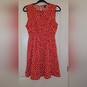 SHEIN Red and White Patterned Kids Dress Size Large Worn Once